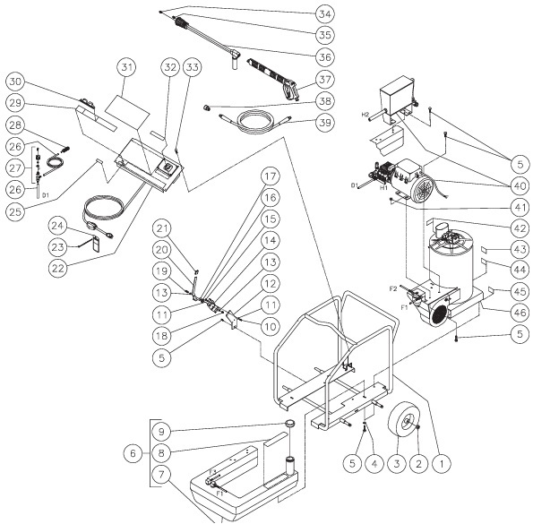 Grainger GH-2003-0M10 pressure washer parts and manual